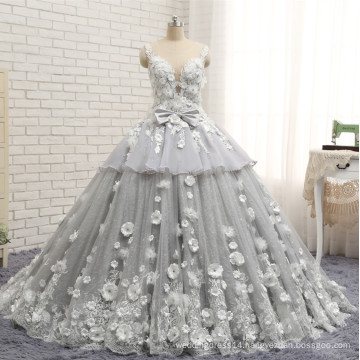 WD031 Luxury Appliqued Flowers Ball Gown Wedding dress